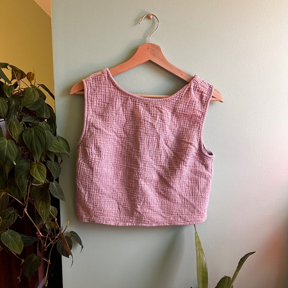 Pink Backless Crop Top with Bow